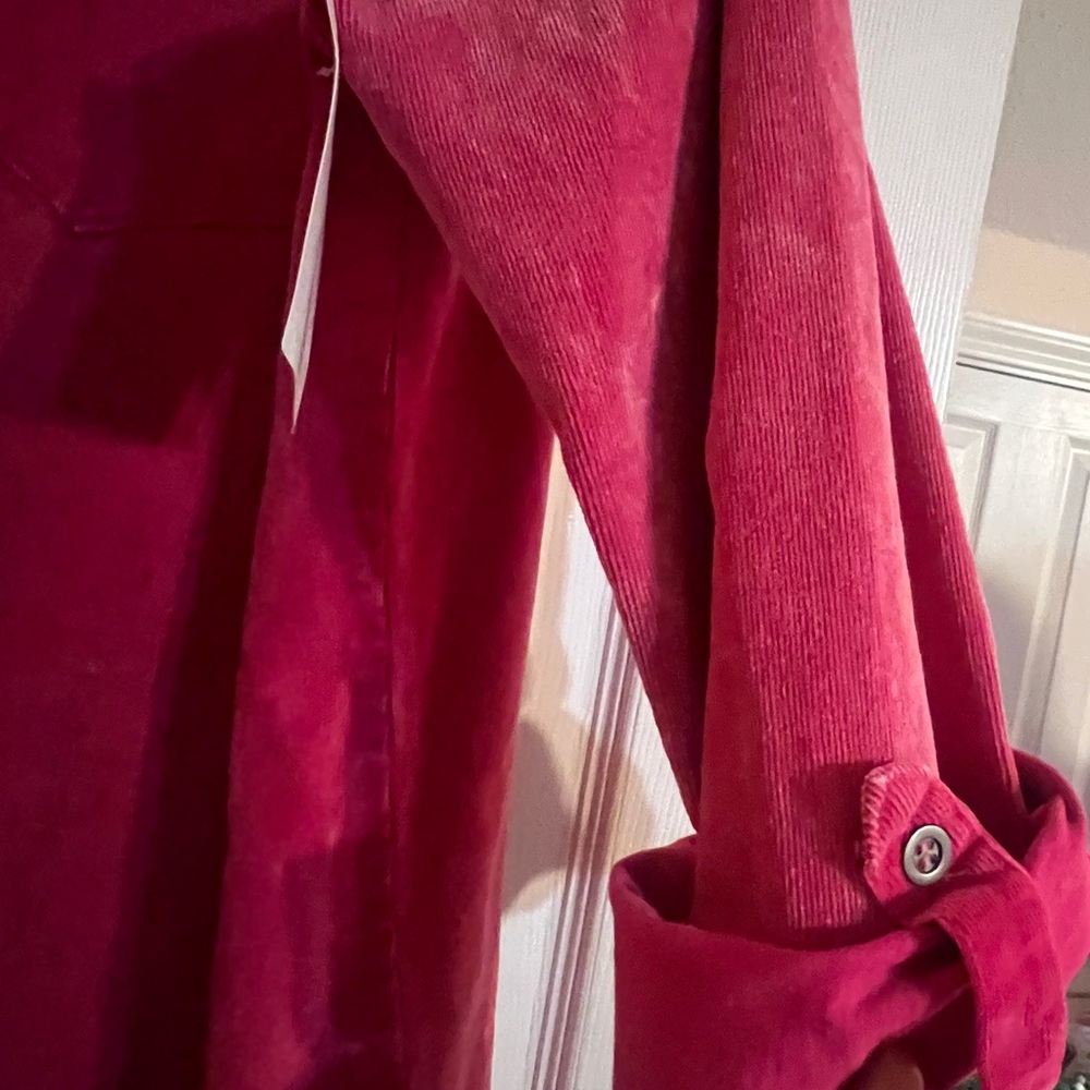 Umgee Vibrant Pink Corduroy jacket/dress! Cute over tshirt dress w/tall boots!!! - Picture 5 of 7
